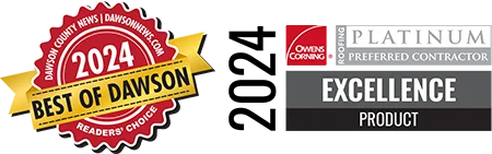 Edge Roofing Best of Dawson - Best Roofing Company - Product Excellence Award from Owens Corning